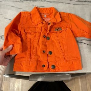 Oklahoma state university baby denim jacket orange cowboys
